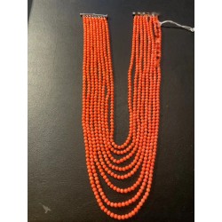 Collar Multicapa de Coral Naranja con Ocho Vueltas - Broche de Plata