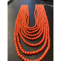 Collar Multicapa de Coral Naranja con Ocho Vueltas - Broche de Plata