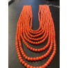 Collar Multicapa de Coral Naranja con Ocho Vueltas - Broche de Plata