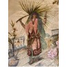 Colcha de Seda Bordada con Escena Oriental - Pieza Textil Siglo XIX