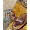 Colcha de Seda Bordada con Escena Oriental - Pieza Textil Siglo XIX