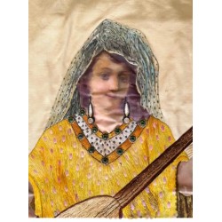 Colcha de Seda Bordada con Escena Oriental - Pieza Textil Siglo XIX