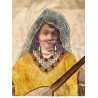 Colcha de Seda Bordada con Escena Oriental - Pieza Textil Siglo XIX