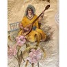 Colcha de Seda Bordada con Escena Oriental - Pieza Textil Siglo XIX