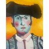Retrato de Torero en Estilo Expresionista - Óleo sobre Lienzo por M. Alfaro