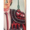 Retrato de Torero con Traje de Luces Rojo - Óleo por M. Alfaro