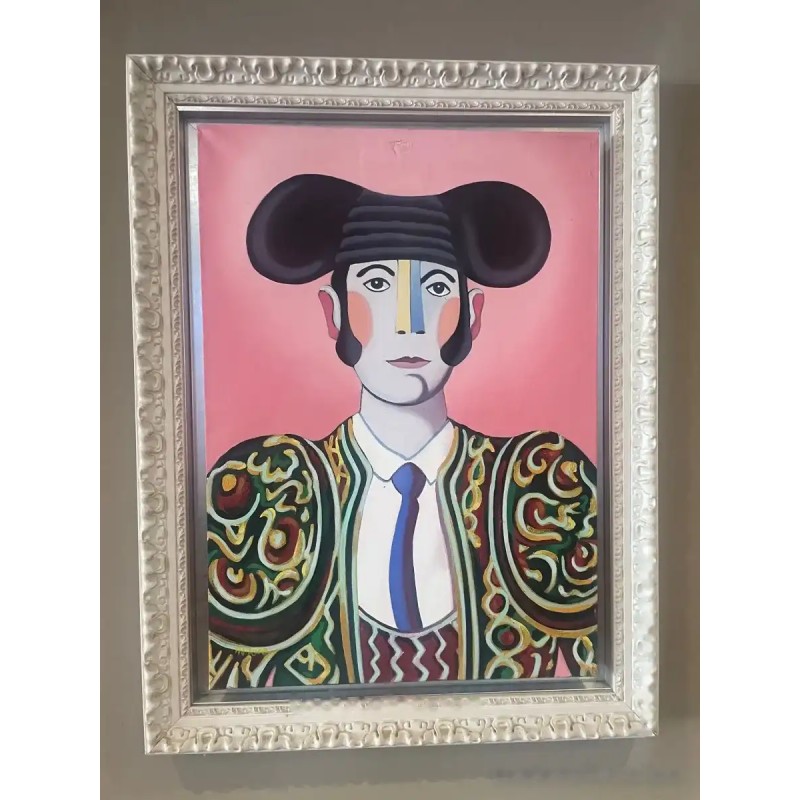 Torero con Traje de Luces Verde y Oro - Retrato Moderno por M. Alfaro
