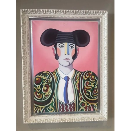 Torero con Traje de Luces Verde y Oro - Retrato Moderno por M. Alfaro
