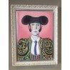 Torero con Traje de Luces Verde y Oro - Retrato Moderno por M. Alfaro