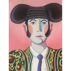Torero con Traje de Luces Verde y Oro - Retrato Moderno por M. Alfaro