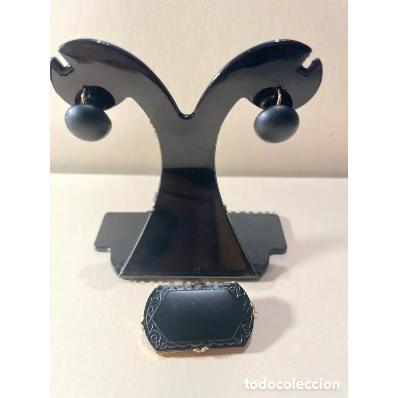 Conjunto de Pendientes y Broche de Azabache - Joyería Tradicional Española