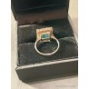 Anillo Vintage con Aguamarina Cuadrada y Orla de Diamantes - Joya de Oro Blanco