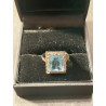 Anillo Vintage con Aguamarina Cuadrada y Orla de Diamantes - Joya de Oro Blanco