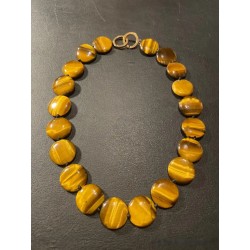 Collar de Ojo de Tigre con Cuentas Circulares - Piedra Natural Pulida