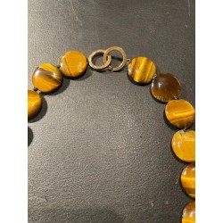 Collar de Ojo de Tigre con Cuentas Circulares - Piedra Natural Pulida