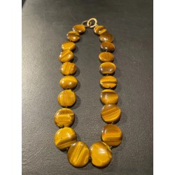 Collar de Ojo de Tigre con Cuentas Circulares - Piedra Natural Pulida
