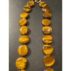 Collar de Ojo de Tigre con Cuentas Circulares - Piedra Natural Pulida