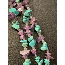 Collar Artesanal de Turquesa y Amatista - Diseño Multicapa con Cuentas Naturales