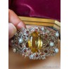 Brazalete de Plata con Citrino, Perlas y Granates - Joya de Diseño Floral Vintage