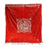 Colcha China de Seda Roja con Bordados - Pieza Textil Siglo XIX
