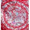 Colcha China de Seda Roja con Bordados - Pieza Textil Siglo XIX