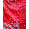 Colcha China de Seda Roja con Bordados - Pieza Textil Siglo XIX