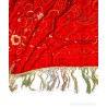 Colcha China de Seda Roja con Bordados - Pieza Textil Siglo XIX