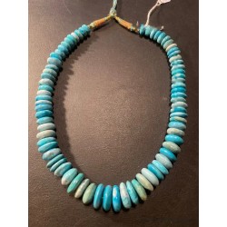 Collar de Turquesas Naturales - Gargantilla Artesanal de Discos Graduados Azul