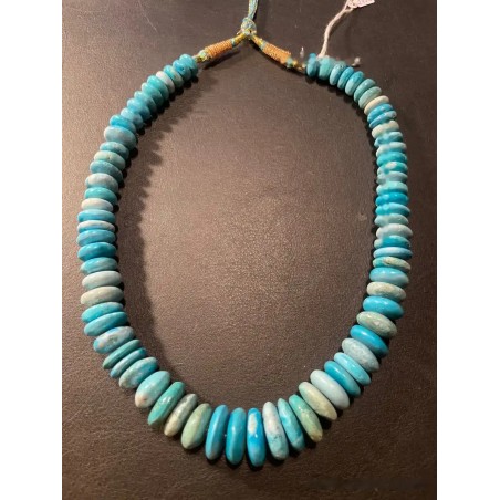 Collar de Turquesas Naturales - Gargantilla Artesanal de Discos Graduados Azul