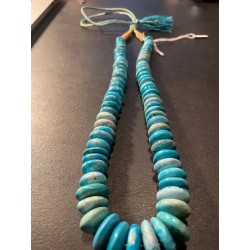Collar de Turquesas Naturales - Gargantilla Artesanal de Discos Graduados Azul