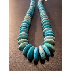 Collar de Turquesas Naturales - Gargantilla Artesanal de Discos Graduados Azul