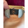 Brazalete Lujo Cuero Galuchat con Perlas y Cristales Swarovski - Diseño Exclusivo