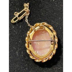 Broche de oro con camafeo tallado a mano de mujer