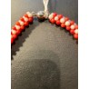 Collar Artesanal de Coral Rojo con Detalles Blancos - Diseño Cascada Tejido a Mano