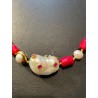 Collar de Coral Rojo y Perlas con Colgante de Nácar - Motivo Cisne con Rubíes