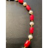 Collar de Coral Rojo y Perlas con Colgante de Nácar - Motivo Cisne con Rubíes