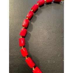 Collar de Coral Rojo y Perlas con Colgante de Nácar - Motivo Cisne con Rubíes
