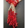 Collar Sautoir de Perlas y Coral Rojo - Diseño Cascada con Ramas de Coral Mediterráneo