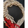 Collar Sautoir de Perlas y Coral Rojo - Diseño Cascada con Ramas de Coral Mediterráneo