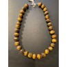 Collar de Esferas de Ojo de Tigre Natural - Gargantilla de 927 Quilates en Marco Dorado