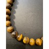 Collar de Esferas de Ojo de Tigre Natural - Gargantilla de 927 Quilates en Marco Dorado
