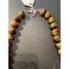 Collar de Esferas de Ojo de Tigre Natural - Gargantilla de 927 Quilates en Marco Dorado