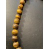 Collar de Esferas de Ojo de Tigre Natural - Gargantilla de 927 Quilates en Marco Dorado
