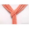 Collar Lariat Coral Salmón y Perlas - Diseño Cascada Multistrands Elegante