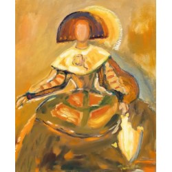 Óleo Menina Contemporánea - Gloria Uriarte 2009 - Estilo Expresionista Tonos Ocres