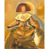 Óleo Menina Contemporánea - Gloria Uriarte 2009 - Estilo Expresionista Tonos Ocres