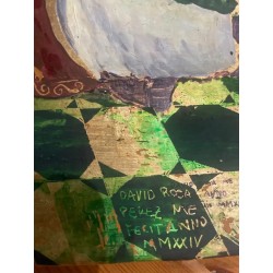 Anunciación Medieval con Pan de Oro - Óleo sobre Tabla Firmado por David Roca