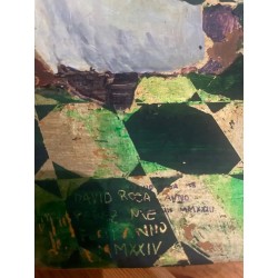 Anunciación Medieval con Pan de Oro - Óleo sobre Tabla Firmado por David Roca