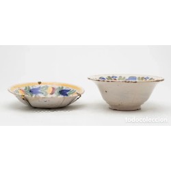 Conjunto de Loza de Manises con Decoración Floral - Pieza Personalizada María Siglo XIX