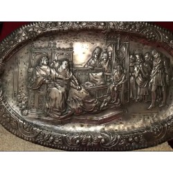 Pareja de Bandejas de Plata con Relieves - 55x35 cm, 1016 g en Total